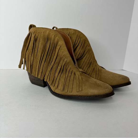 🍓Coconuts by Matisse Lambert Fringe Suede Ankle Boot In Saddle Heeled Size 8.5 - Picture 6 of 10